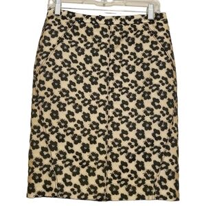 Ann Taylor | Women's Tan and Black Animal Print Pencil Skirt (Size 2)
